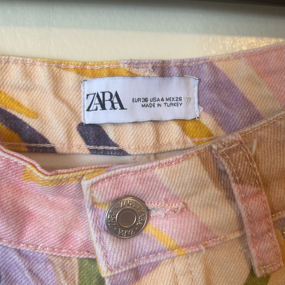 Marble Multicolor Eclectic Abstract Jeans Women's 4 Boho Artistic Pastels